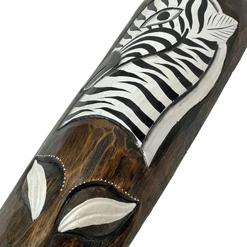 Set Of 3 African Wildlife Wooden Wall Masks | 19 In. Tall by 5 In. Wide, 2 In. Deep, Hand-Painted, Handcarved by Artisans, Fair Trade Item