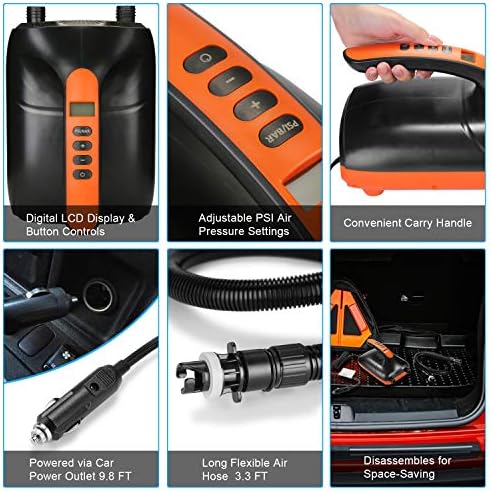 AGPTEK Paddle Board Pump, 20PSI Digital Electric Air Pump