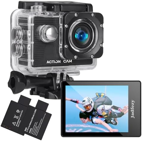 Action Camera FHD 1080P 12MP, 98FT/30M Underwater Waterproof Camera with 2 Batteries