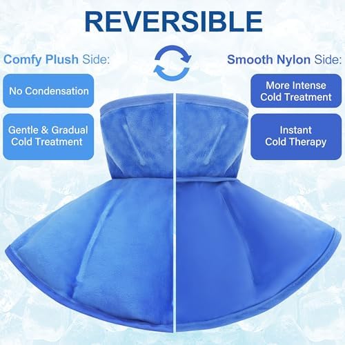 LotFancy Ice Pack for Neck Shoulder, Reusable Cold Neck Wrap for Pain Relief, Flexible Gel Pack with Adjustable Straps