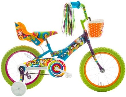 Titan Girls BMX Bike for Kids Ages 4-7, 16-Inch Wheels, 9-Inch Frame, Training Wheels, Toy Seat, Doll Basket, Streamers, First Bike, Princess Bicycle, Gift for Girls