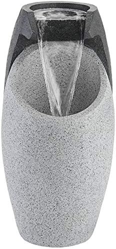 Waterfall 25" High Modern Outdoor Indoor Large Fountain with LED Light | Decor Faux Stone Floor Pot Standing Water Feature for Outside Garden Patio