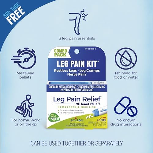 Boiron Leg Pain Relief for Relief from Restless Legs, Leg Cramps, and Shooting Pain - 3 Count (240 Pellets) | For Restless Legs, Leg Cramps