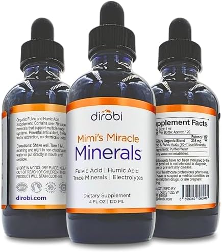 Mimi's Miracle Minerals – Fulvic & Humic Acid Supplement with 72+ Ionic Trace Minerals, Energy, Hair & Nail Growth Support, Organic Plant-Derived Liquid Drops, 4 oz