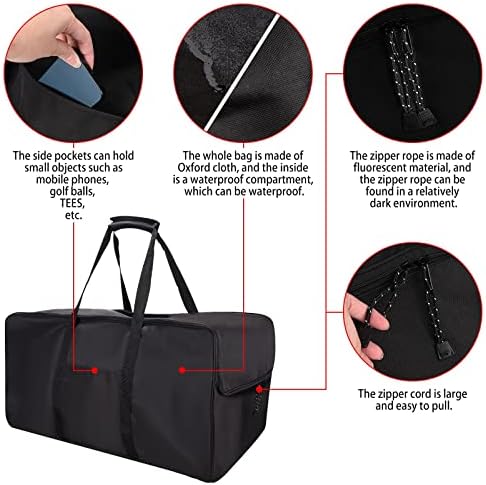 Golf Push Cart Bag 3 Wheel Folding Carry Bag for Push Carts Cover Protector Black Extra-Large Capacity Cover Collapsible