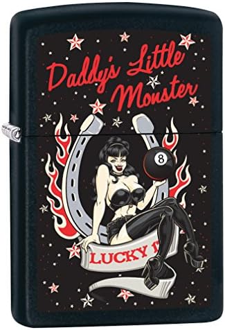 Zippo Lighter: Daddys Little Monster, Pin-Up Girl - Black Matte 78774