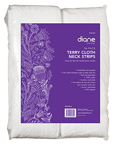 Diane Terry Cloth Neck Strips, Fast Drying Towel for Neck Use at Barber Shop, Salon, Spa, Extra Durable, Absorbent, White, 36 Count (Pack of 1), D8320