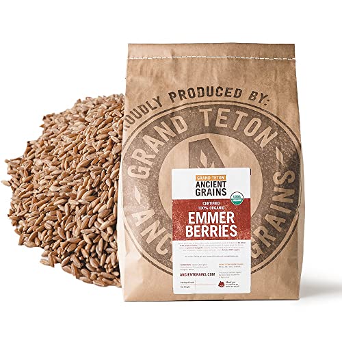 Grand Teton - Ancient Grains Emmer Wheat Berries, 100% Organic Berries, Premium Food-Grade Emmer Wheat Berries Organic, Farro for Milling, Sprouting