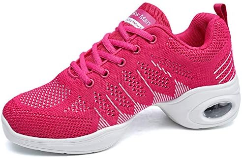 Slow Man Women's Jazz Shoes Lace-up Sneakers - Breathable Air Cushion Lady Split Sole Athletic Walking Dance Shoes Platform
