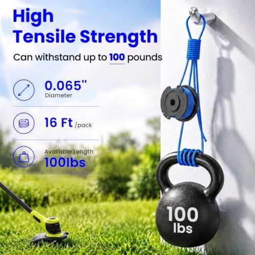 8 Pack Weed Eater String Replacement for Greenworks 20V, 40V Single Line Cordless Trimmers, Plus 1 Cap