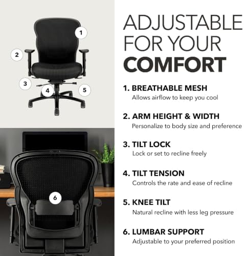 HON Wave Ergonomic Office Chair, Lumbar Support, Desk Chair, Black | High back ergonomic office desk chair with lumbar support, adjustable arms, office decor, advanced tilt for comfort