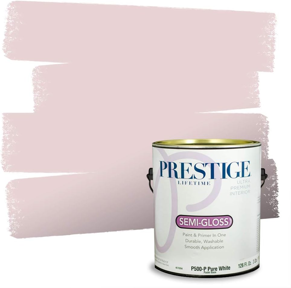 PRESTIGE E500-P-SW6303 Exterior Paint and Primer in One, 1-Gallon, Semi-Gloss, Comparable Match of Sherwin Williams Rose Colored, 1 Gallon, SW17-Rose