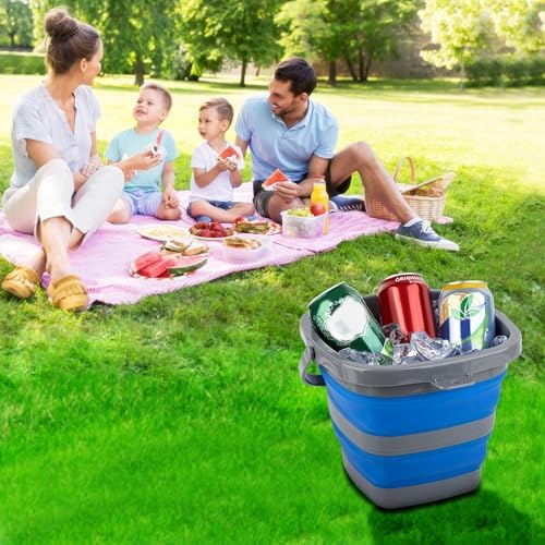 2 Pack Collapsible Plastic Bucket with 2.6 Gallon (10L) Each, Foldable Rectangular Tub for House Cleaning