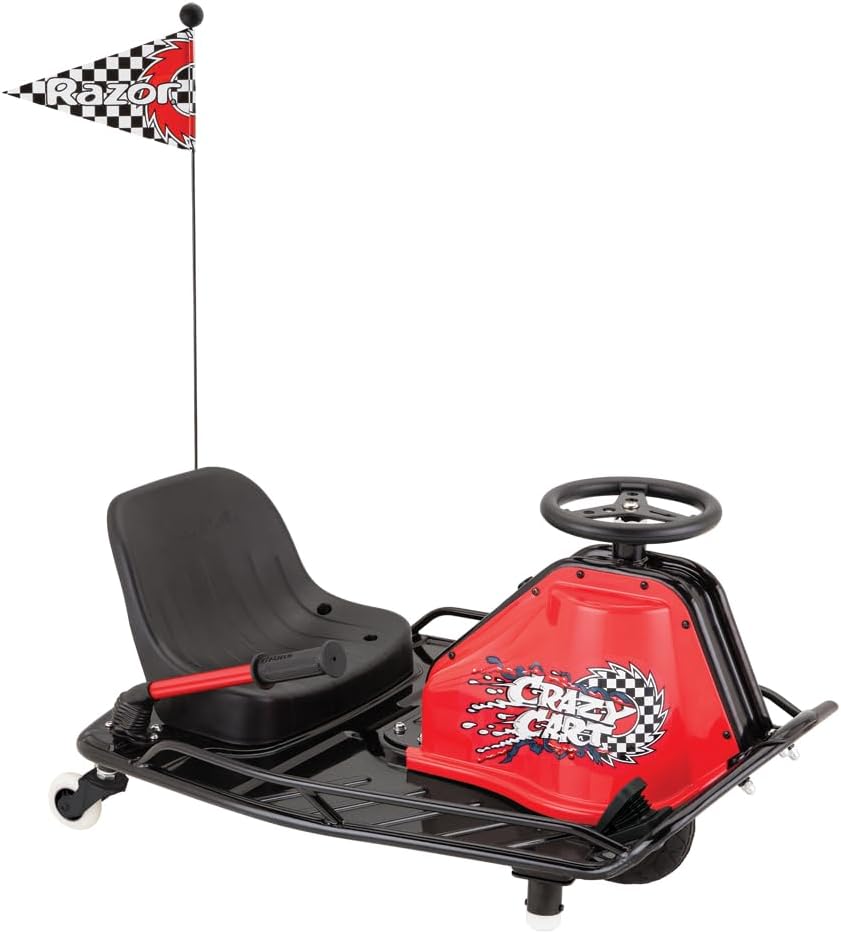 Razor Crazy Cart Sport - 24V Electric Drifting Go Kart, Variable Speed, Up to 12 mph, Up to 40 Minutes of Continuous Use