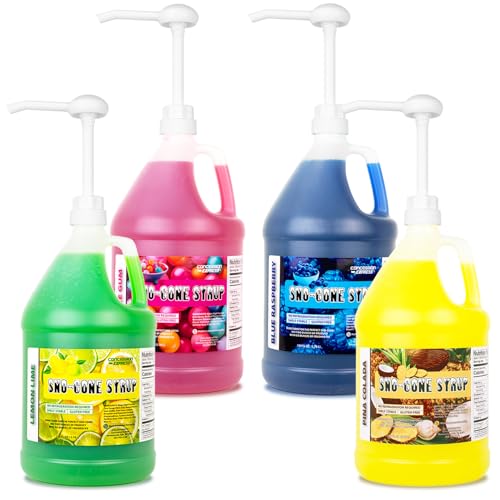 Mix & Match Sno-Cone Syrup with Pumps Loads Of Flavors (Four Gallons)