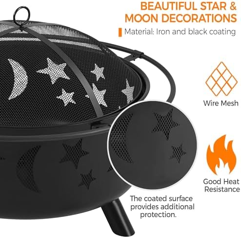 Yaheetech 30in Fire Pits for Outside Wood Burning Outdoor Fireplace