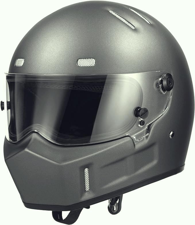 CRG Sports Retro Full Face Motorcycle Helmet, DOT Approved Fiberglass Street Bike Helmet with Clear Visor, Lightweight Cafe Racer Cruiser Motorcycle Helmet