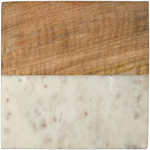 Thirstystone 4 Pack Natural Marble Square Coasters with Protective Cork Backing, Elegant, Luxourious, Easily Wipes Clean