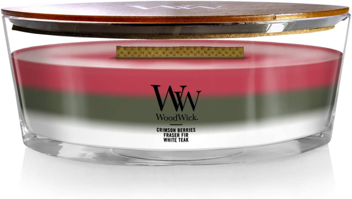 WoodWick Café Sweets Trilogy Holiday Candle Gifts for Women and Men, 9.7 oz Medium Hourglass Trilogy Candle with Crackling Wick