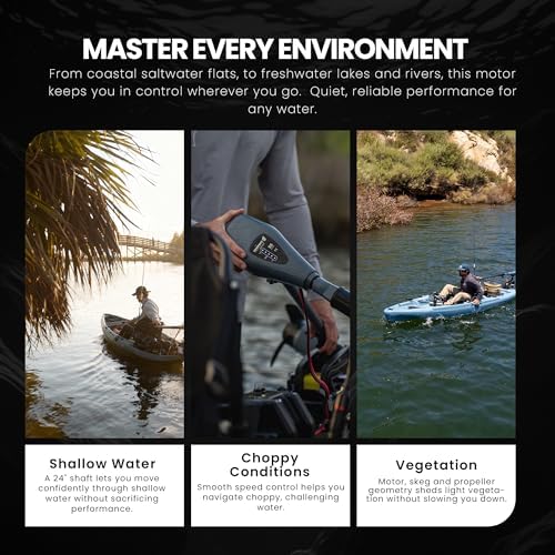 Newport Kayak Series 36lb Thrust Transom Mounted Saltwater Electric Trolling Motor w/LED Battery Indicator (24" Shaft)