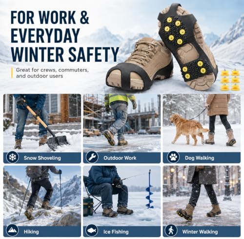 Ice Cleats for Shoes and Boots, Ice Snow Traction Cleats Grippers, Non Slip Shoe Ice Grippers