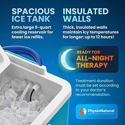 PhysioNatural Cold Therapy Ice Machine for Knee Surgery Recovery – Programmable Continuous Cryotherapy System with Adjustable Knee Pad for Post-Op