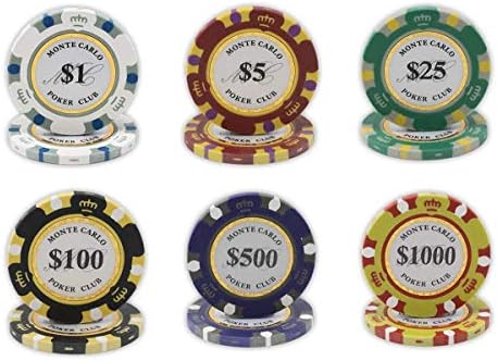 DA VINCI Monte Carlo Poker Club Set of 500 14 Gram 3 Tone Chips with Upgraded Aluminum Case, 2 Decks of Plastic Playing Cards, 2 Cut Cards