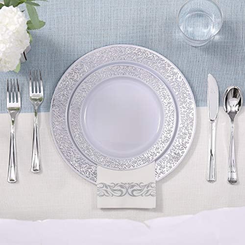 FOCUSLINE 175 Pieces Rose Gold Disposable Dinnerware Set for 25 Guests
