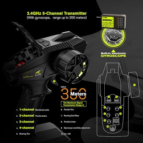 1/10 Brushless RC Cars, 50 MPH Rally Car, 4WD, Waterproof, 8+ Ages | 45A Waterproof ESC, 11KG Micro Servo, 2852 3800KV Brushless Motor, 3S Lipo
