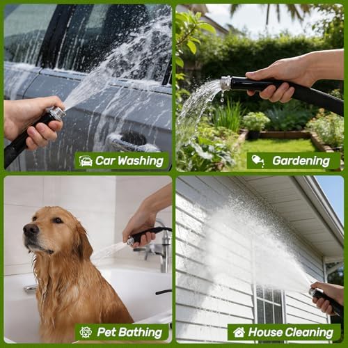 Garden Hose 50ft Non-Expandable Lightweight, Premium Flexible, Kink-Resistant Design, Extra Durable & Leakproof with Solid Fittings