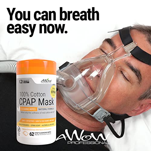 AWOW Scented CPAP Wipes CPAP Mask Cleaner for Daily CPAP/BiPAP Mask Maintenance, 100% Cotton Safe on CPAP Masks