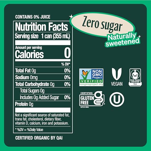 Zevia Zero Sugar Tea, Hibiscus Tea with Passionfruit Caffeine Free, 12 oz Cans (12-Pack) – Naturally Sweetened, Zero Calorie Sugar Free - Non-GMO Project Verified, Gluten-Free, Vegan