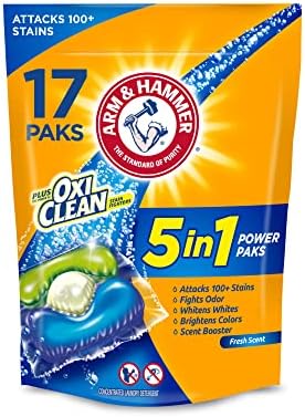 Arm & Hammer plus OxiClean 5-in-1 Power Paks, 17 Count (Packaging may vary)