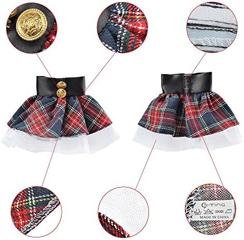 E-TING Santa Clothing Red-Blue Plaid Dress with Boots for elf Doll
