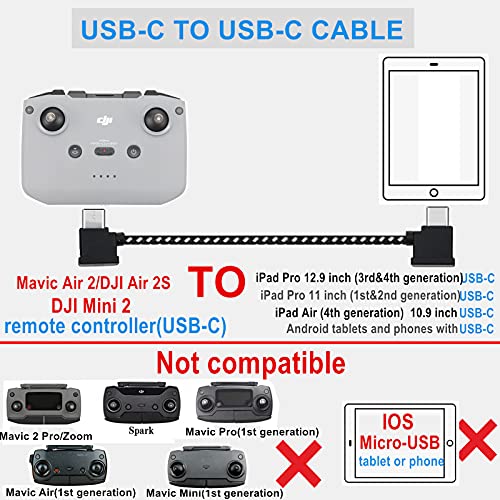 Hanatora 11.8 Inch USB C to USBC RC-N3/N2/N1/N1C Remote Controller Cable for DJI Flip, Neo, Mavic 3, Air 3S/3/2/2S, Mini 4K/2 SE/3/4 Pro