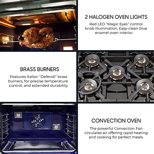 FORNO Capriasca Full Gas 30" Inch. Freestanding Range with 5 Sealed Burners Cooktop - 4.32 Cu.Ft. Gas Convection Oven Capacity