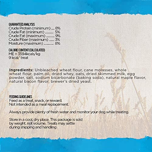 Blue Dog Bakery Natural Dog Treats, Doggie Paws, Maple Bacon Flavor, 16.2oz (1 Count) | Crunchy Oven-Baked Dog Treat Biscuits, Maple Bacon Flavor, Made with Real Premium Wholesome Ingredients in the USA