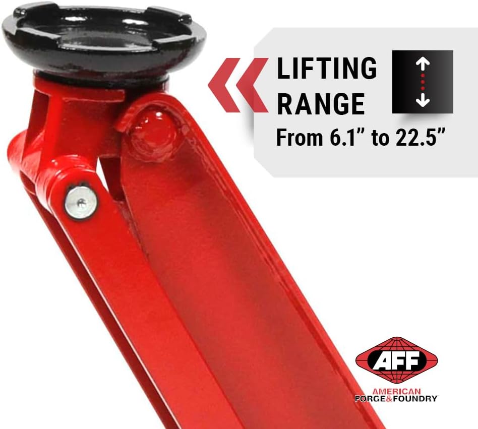 AFF 10 Ton Air Hydraulic Long Chassis Jack - for Long Overhang Vehicles | 10 T Floor Jack with Foot Pump & 3-Position Lock Handle - Ideal for Repair Shops, Bus & Truck Fleets, Heavy Duty Equipment
