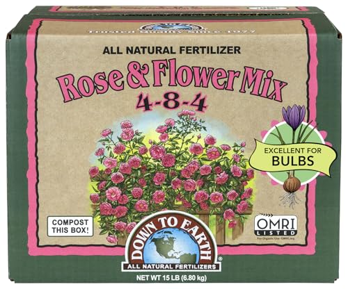 Down To Earth All Natural Fertilizers Organic Rose & Flower Mix - 1 lb | Plant Food for Roses, Bulbs, Flowers, Ornamentals, Perennials, 4-8-4 Formula for Flower Beds, Container Gardens