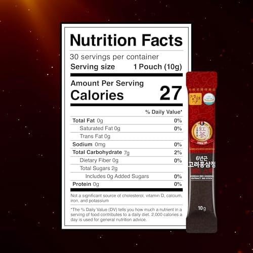 6-Year Korean Red Ginseng 365 | 30 Sticks | Vegan | 7mg Ginsenosides Per Stick