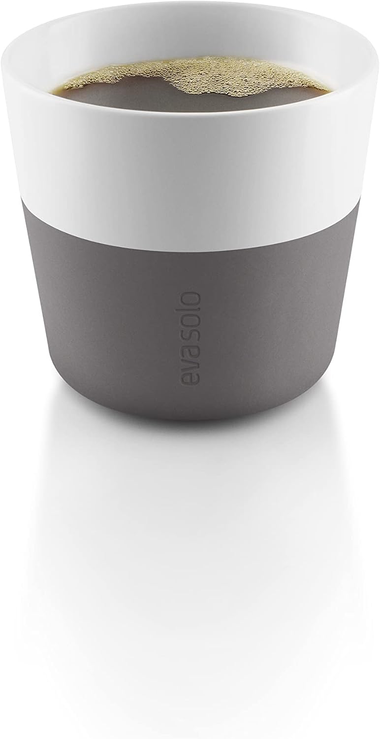 Eva Solo | 2 Lungo Tumbler Mugs | 8 oz Porcelain Coffee Cup Tumblers with Silicone-coated Grip | Danish Design, Functionality & Quality | Black