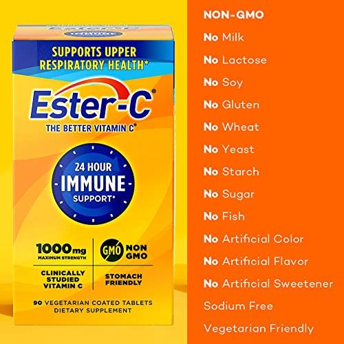 Ester-C Vitamin C, 1,000 mg, 60 Coated Tablets (Packaging May Vary)