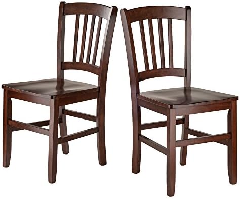 Winsome Madison Seating, Walnut Medium | Classic Backed Kitchen & Dining Room Chairs, Simple & Elegant Home Seating Solution, Great for Office
