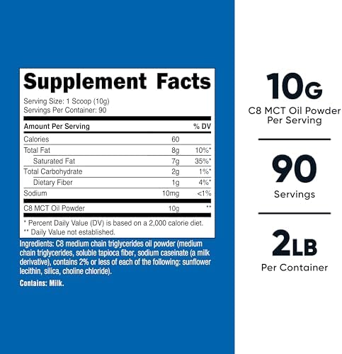 Nutricost C8 MCT Oil Powder 1LB (16.2oz) - 95% C8 MCT Oil Powder