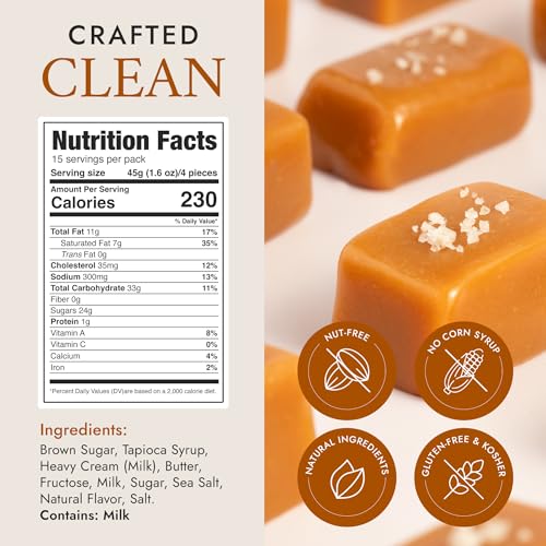 Béquet Celtic Sea Salt Caramels - Individually Wrapped Candy - 8oz Gift Bag | Ready-to-gift bag. Small-batch caramel made in Montana with real cream and butter, Kosher Star-D, gluten free, non-GMO