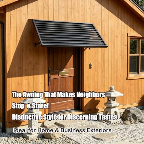 75.2" W x 32" H Black Aluminum Bahama Shutter Window Awning, Exterior Fixed Metal Louvered Canopy Sun Shade Rain Shelter for Doors, Windows, Entryway