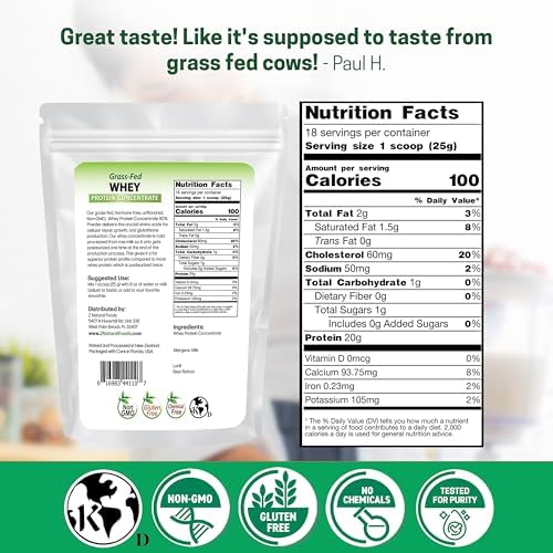 Z Natural Foods Grass-Fed Whey Protein Concentrate - Cold Processed, 1 lb