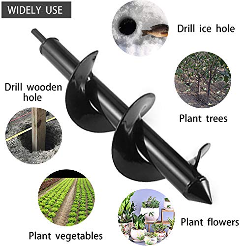 Auger Drill Bit for Planting 4"x12", Garden Plant Flower Bulb Bedding Planter Auger Spiral Drill Bit, Easy Planter Garden Auger