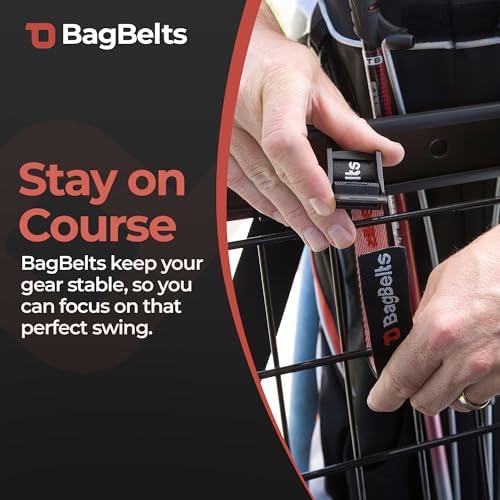 Golf Bag Cart Straps, Golf Cart Belt Attachment, Holds Bag to Cart for Easy Access to Clubs, Golf Cart Accessories, Black