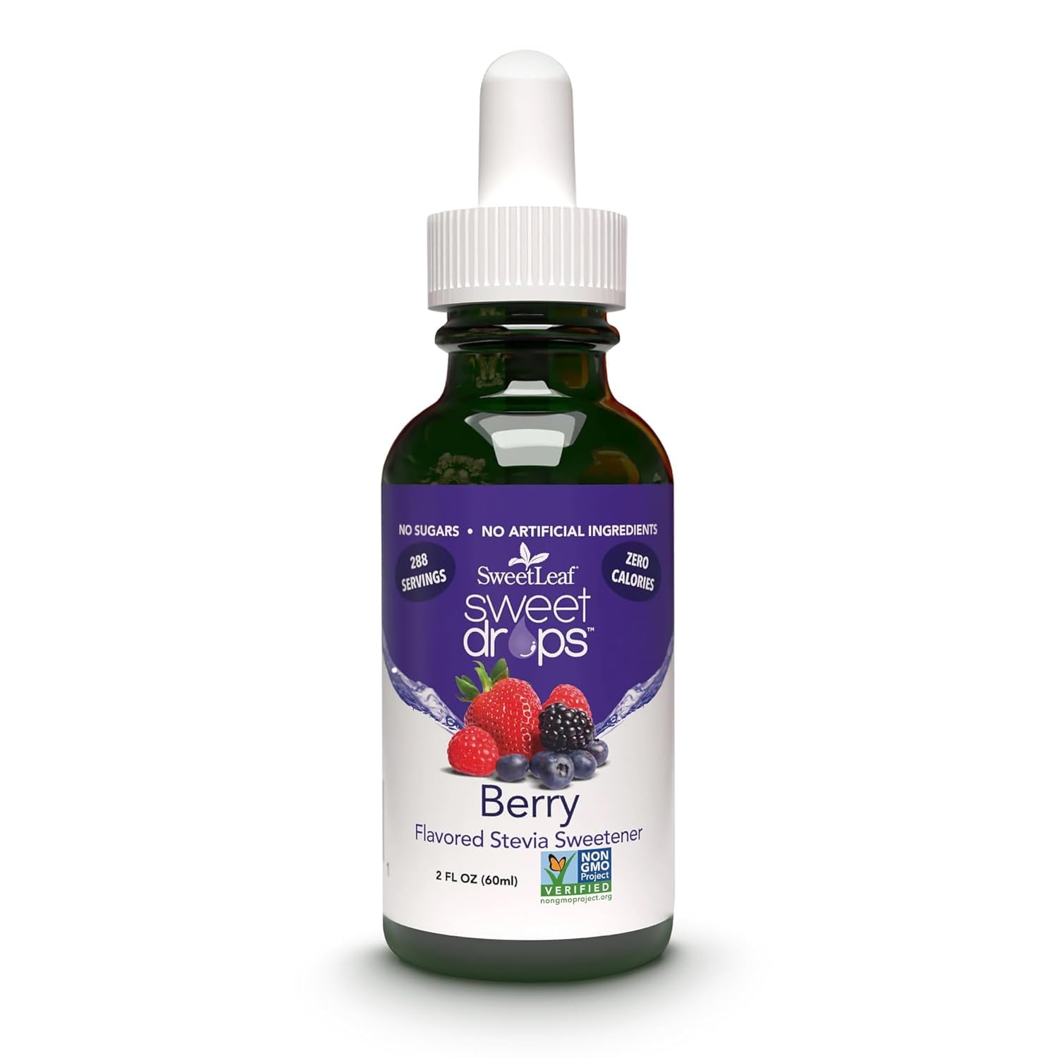 SweetLeaf Stevia Drops Liquid Sweetener, Berry - 2 Fl Oz, Pack of 1 | Sweet Drops, Organic Stevia Leaf Extract, Zero Calorie, No Erythritol, Sugar Substitute, With Dropper